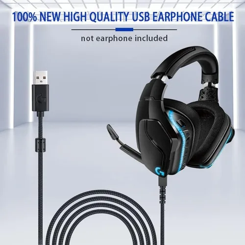Vista 5 de HUYUN Cable de carga USB de 5.9 ft de repuesto para auriculares Logit G533 G633 G933 y ratón G502 Hero Lightspeed