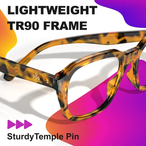 Vista 6 de VISOONE Oversized Cute Chunky Square Computer Glasses for Women Men BENNETT Blocking 99% Harmful Blue Light Anti Glare TR90 Lightweight Clear