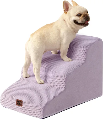 Vista 18 de EHEYCIGA Rampa curvada para escaleras para perros, camas altas de 4