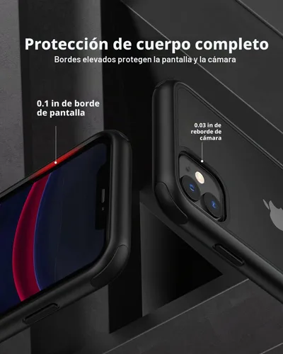 Vista 4 de Mobnano Funda transparente para iPhone 11, con protección multicolor a prueba de golpes, no amarillenta, anti arañazos, parte trasera