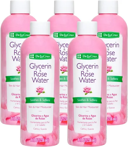 Vista 12 de De La Cruz Agua de rosas y glicerina para rostro - Tónico facial de agua de rosas e hidratante para piel y cabello, 8 fl oz (8.0 fl oz) - 3 botellas