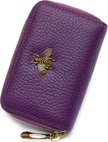 Vista 11 de imeetu Soporte para tarjetas de crédito RFID, cartera pequeña de cuero con cremallera para mujer