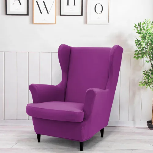 Vista 16 de Morbuy Funda para silla Wingback, 2 piezas, lavable, elástica, con respaldo de ala, fundas para silla con brazos para sala de estar, dormitorio