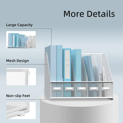 Vista 4 de SUPEASY Bundle Rack - Organizador de archivos y mini portalápices de 9 rejillas, color rosa