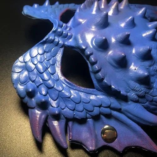 Vista 3 de Máscara de dragón 3D, disfraz de fiesta de Halloween, cosplay para adultos y hombres, máscaras de media cara de animales aterradores