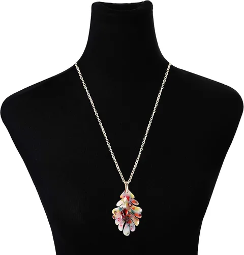 Vista 4 de ORAZIO Juego de collar largo con colgante y aretes acrílicos para mujeres y niñas, aretes de gota con dije, collares con dije, juego de judería