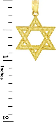 Vista 3 de Colgante de oro de 14 quilates con estrella judía de David (pequeño), Oro amarillo, No es una piedra preciosa