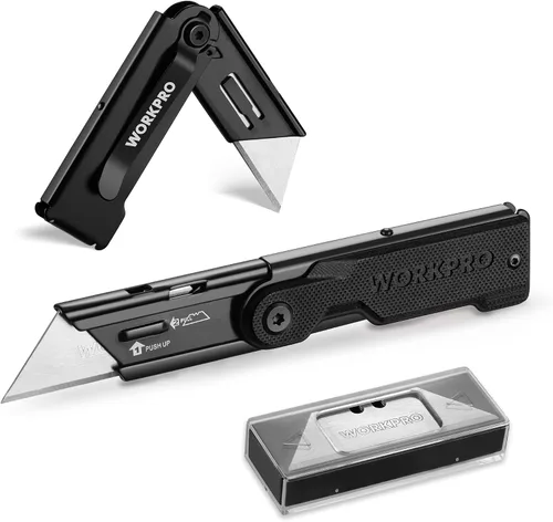 Vista 9 de WORKPRO Juego de cuchillos de bolsillo plegables de cambio rápido de 3 piezas con clip para cinturón
