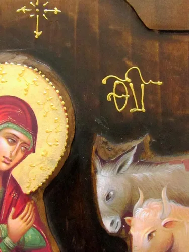 Vista 4 de Icono de madera griego ortodoxo de madera del Génesis de Jesucristo / K4