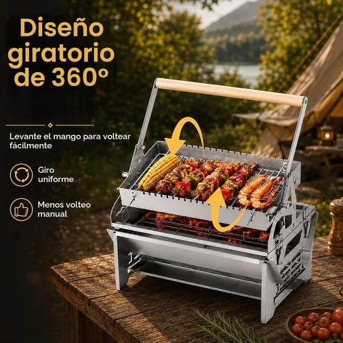 Vista 2 de Parrilla giratoria 360° del Bbq, parrilla al aire libre portátil del carbón