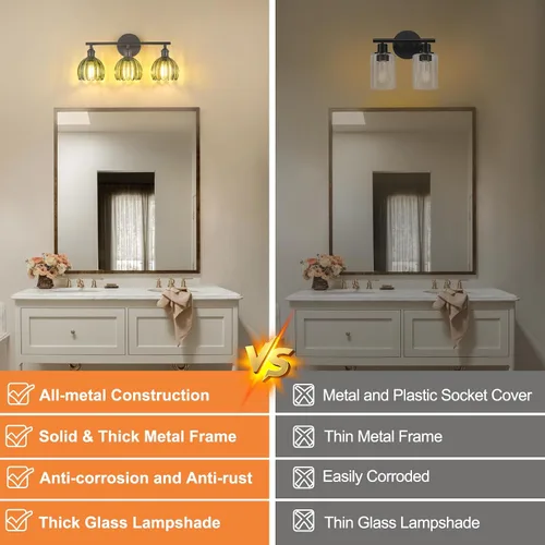 Vista 69 de Shenmoyl Lámparas de baño, lámpara de pared de 2 luces para tocador sobre espejo con pantalla de vidrio tulipán blanco para dormitorio, sala
