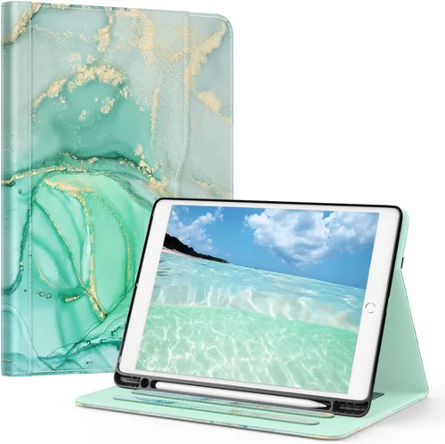 Vista 20 de OKP Funda para iPad de 9ª generación 2021/8ª generación 2020/7ª generación 2019 de 10.2 pulgadas, funda con visión multiángulo, cuero PU con soporte