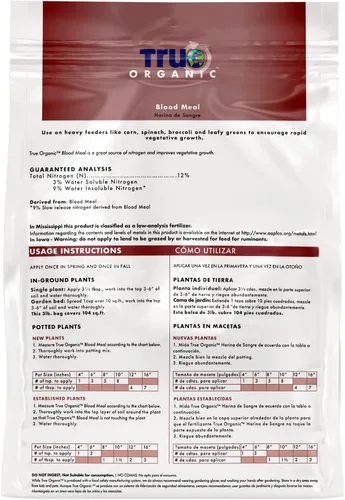 Vista 3 de True Organic Harina de sangre: fertilizante orgánico con alto contenido de nitrógeno para un rápido crecimiento vegetativo, bolsa de 3 libras cubre