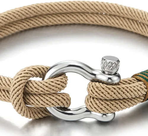 Vista 2 de COOLSTEELANDBEYOND Pulsera de acero para hombre y mujer con grilletes de anclaje náutico marinero