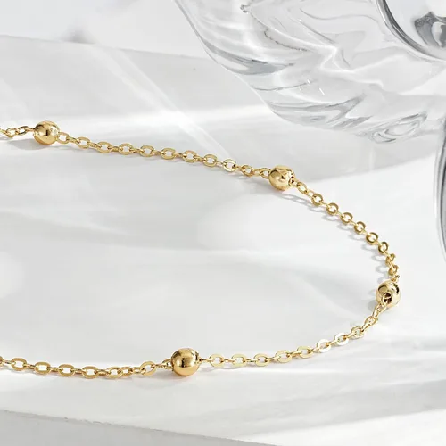 Vista 7 de MEVECCO Gargantilla Delicada de Cadena de Oro Collar Gargantilla de Oro de 14K Plateado Hecho a Mano Boho Lindo Pequeñas Cuentas con Eslabones