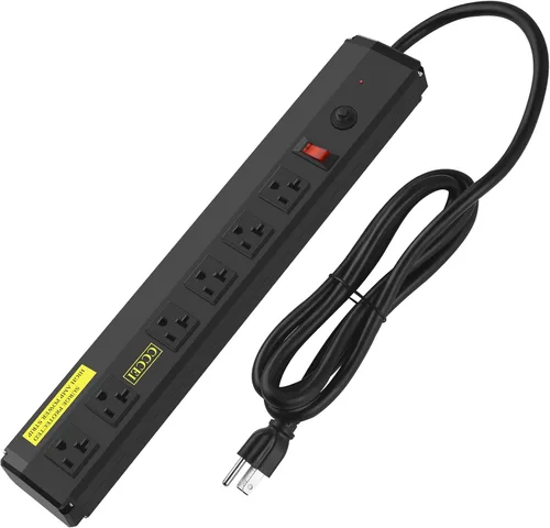 Vista 8 de CCCEI Tira de alimentación de alta resistencia con protector contra sobretensiones de 20 amperios, múltiple de metal para taller industrial
