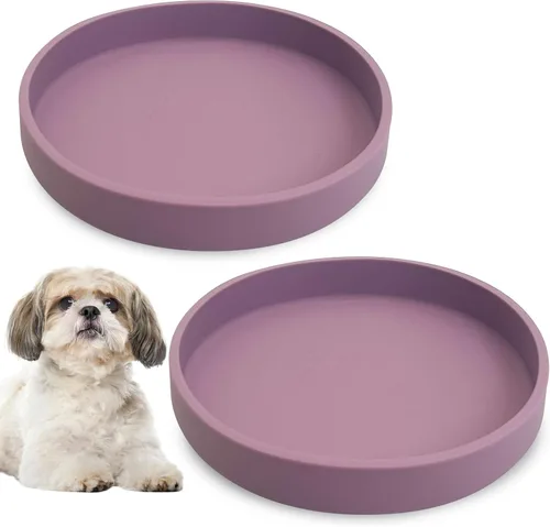 Vista 23 de Tazón de silicona poco profundo para perros, tazones de comida para gatos de 7 pulgadas, platos planos para cachorros, lindos platos para fatiga