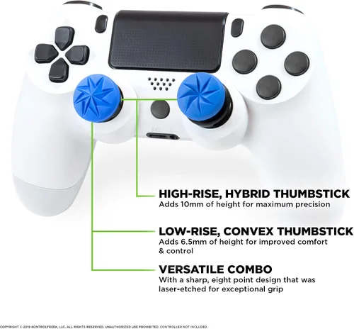 Vista 2 de KontrolFreek FPS Freek Edge para Playstation 4 PS4 y Playstation 5 PS5 Pulgares de rendimiento 1 convexo de tiro alto 1 convexo de tiro bajo