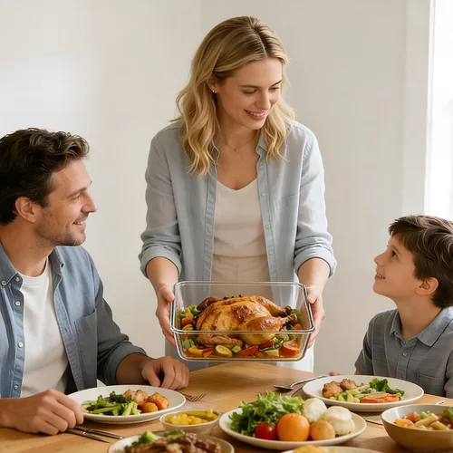 Vista 5 de Paquete de 2 recipientes grandes de vidrio de 78 onzas / 9.8 tazas con tapas, recipientes de preparación de comidas para hornear, servir, recipiente