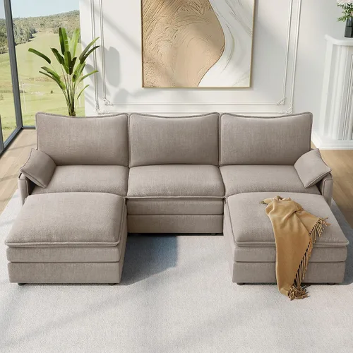 Vista 19 de Vesgantti Sofá modular de 108 pulgadas, cómodo sofá de nube con asiento profundo otomano movible, sofá modular en forma de L, sofás seccionales