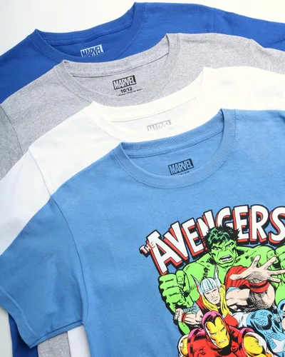 Vista 2 de Marvel Avengers Black Panther Captain America Iron Man Hulk Hulk Hulk Paquete de 4 camisetas de manga corta