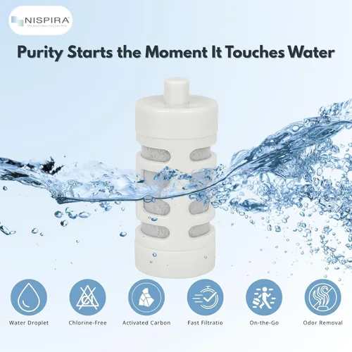 Vista 5 de Nispira Filtro de agua de carbón activado de repuesto compatible con botella de agua diaria Philips GoZero, 6