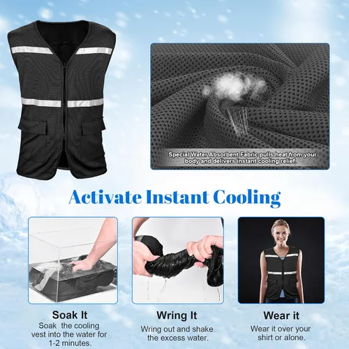 Vista 3 de Sukeen Chaleco de enfriamiento de hielo para hombres y mujeres, chaqueta reflectante para el trabajo en climas cálidos, deportes al aire libre