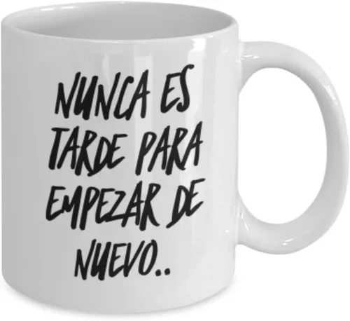 Vista 2 de Nunca es tarde para empazar AFIRMACIONES Taza café, tazas para café divertidas, tazas de café personalizadas, taza de café inspiradoras, taza grande