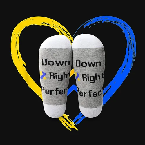 Vista 6 de LEVLO - Calcetines para concienciar al síndrome de Down Right perfectos calcetines de algodón para regalo de mamá orgullosa