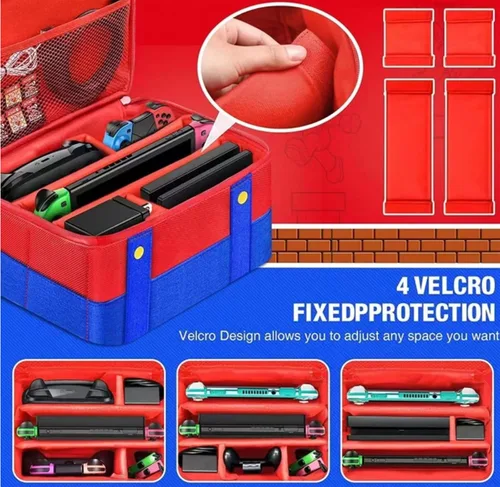 Vista 5 de ZOAONWKS Storage bag for nintendo Switch Carry Case, Storage Carrying Case for Nintendo SwitchSwitch OLED ( red-blue)