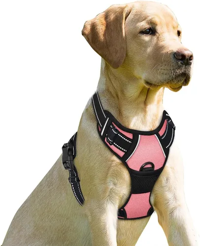 Vista 57 de BARKBAY - Arnés para perro sin tirones con clip frontal, material resistente y reflectante, asa de fácil control para pasear perros grandes