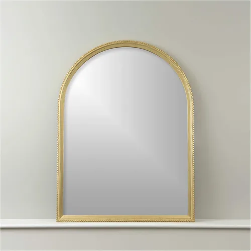 Vista 8 de Best Home Fashion Espejo de pared adornado con arco o corona, marco de madera con acabado dorado, forma rectangular, 40 pulgadas de largo x 24