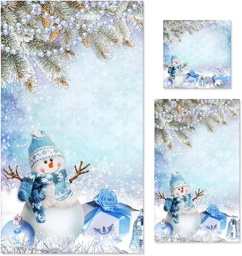 Vista 33 de Preboun Juego de 3 toallas de baño navideñas de gnomo, toallas de mano con árbol de Navidad, toallas de baño con copos de nieve de invierno, toallas