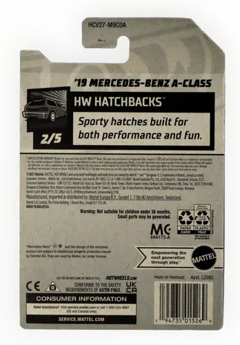 Vista 2 de Hot Wheels 2022 - Mercedes-Benz Clase A '19 - 18/250 [Azul] - Hatchbacks 2/5