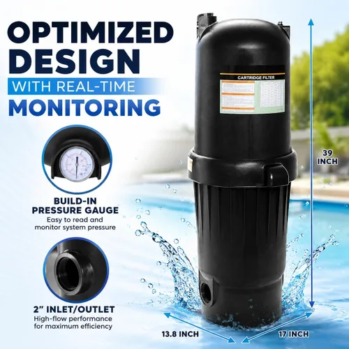 Vista 6 de XtremepowerUS Filtro de Cartucho de Piscina de 175 pies cuadrados para Piscina/Spa Enterrada, Filtro de Piscina para Piscinas de hasta 35,000 Galones