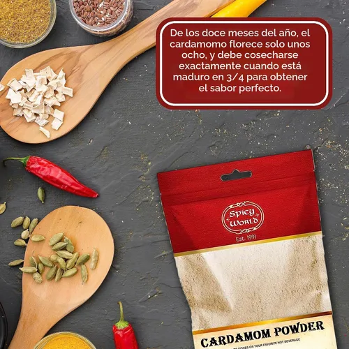 Vista 7 de Spicy World Polvo de cardamomo molido (cardamomo) bolsa de 3.5 onzas
