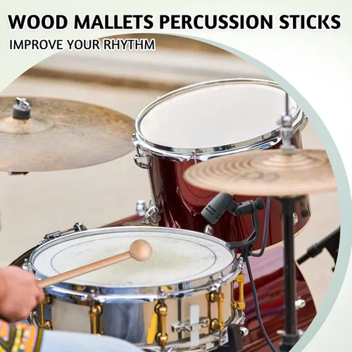 Vista 7 de Palitos de percusión de madera de 8 pulgadas, palitos de ritmo de madera, palitos de percusión, palitos de percusión, mazos de xilófono, mazo