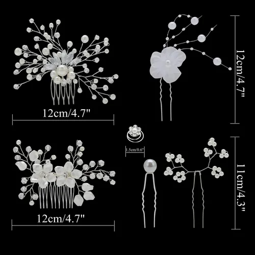 Vista 2 de inSowni Paquete de 40 peines laterales para el pelo de boda para novias+horquillas en forma de U, piezas de joyería con diamantes de imitación