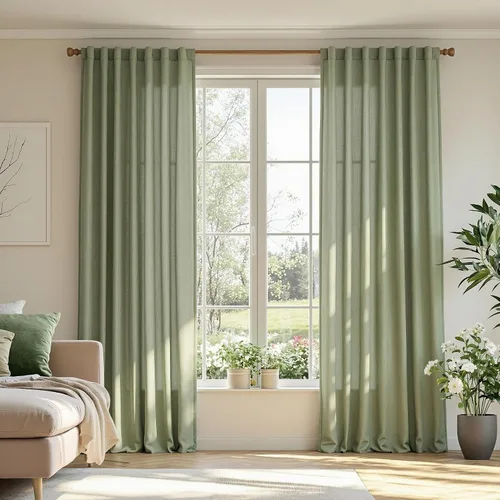 Vista 24 de MYSKY HOME Cortinas naturales de puerta francesa para ventana de puerta, 40 pulgadas de largo, cortas, semitransparentes, filtrantes de luz