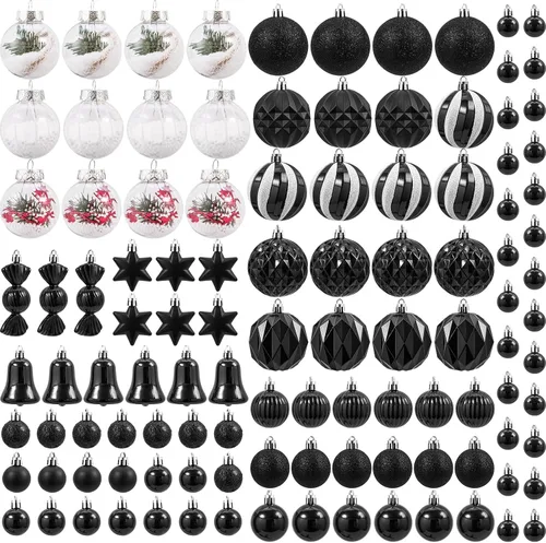 Vista 2 de 111 bolas de Navidad negras y transparentes, inastillables Negro