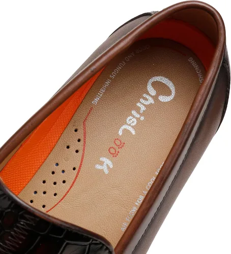 Vista 7 de Full Grain Leather Crocodile Pattern Slip-on Loafers for Men