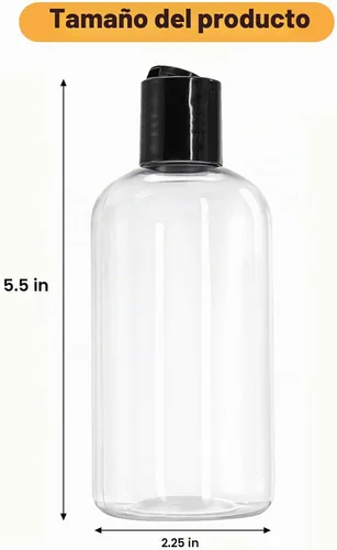 Vista 2 de Bekith Paquete de 16 botellas vacías de plástico transparente de 8 onzas con tapas superiores de disco, recipientes de viaje recargables