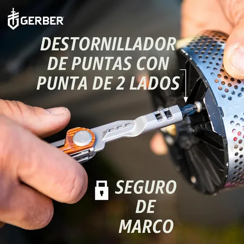 Vista 4 de Cuchillo de bolsillo multiherramienta EDC Gerber Gear Armbar Slim Drive con destornillador, abridor de botellas, naranja quemado