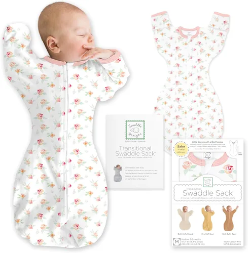Vista 21 de SwaddleDesigns - Saco de transición para envolver con brazos hasta media Flechas minúsculas negras