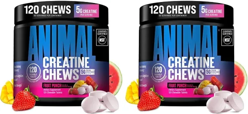 Vista 6 de Animal Gomitas de Creatina – Tabletas masticables mejoradas de monohidrato de creatina con AstraGin y sal marina, máxima absorción pre