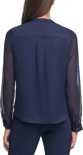 Vista 3 de Tommy Hilfiger Women's Classic Long Sleeve Ruffle Front Blouse
