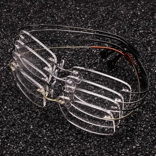 Vista 6 de Agstum Marco flexible sin marco de titanio sin bisagras, lentes ópticos transparentes