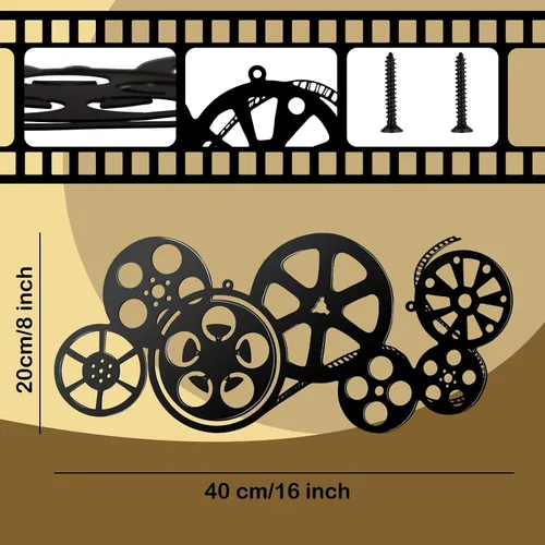 Vista 3 de Moxweyeni Carrete de película de metal, arte abstracto de cine antiguo, decoración contemporánea de cine decorativo, carrete de película para Negro