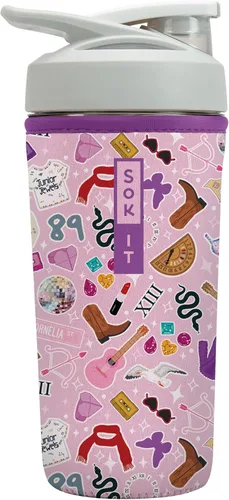 Vista 56 de Sok It BotlSok Botella Mezcladora de Proteínas con Funda Aislante de Neopreno (Floral Abstracto, Se Ajusta a Mezcladoras de 24oz)