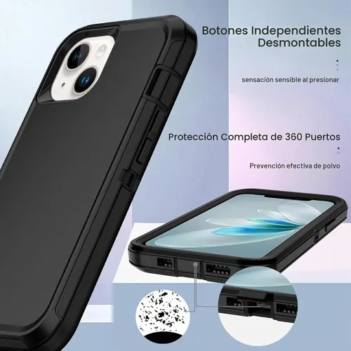 Vista 5 de Funda para Apple iPhone 12 / iPhone 12 Pro (6.1 pulgadas), resistente a los golpes, a prueba de polvo y caídas, doble capa, color negro